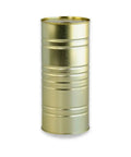 Gold cylindrical tin canister with ribbed design and lid for black truffle cubes 5x5x5 in brine