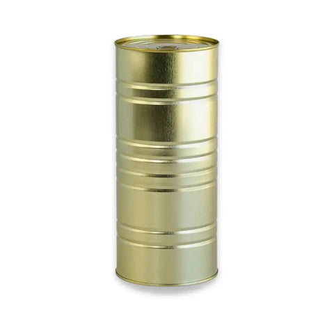 Gold cylindrical tin canister with ribbed design for Black Truffle in Brine product