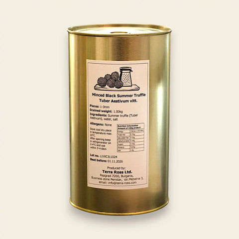 Canned minced black summer truffle.