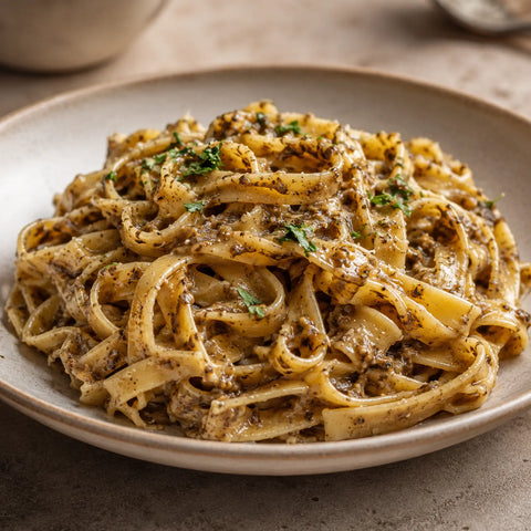 Salsa Tartufata mit Tuber aestivum in warmer cremiger Pasta
