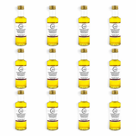 Zwölf 100-ml-Flaschen Olivenöl mit weißem Trüffelaroma und 2 % Aroma von Tuber magnatum